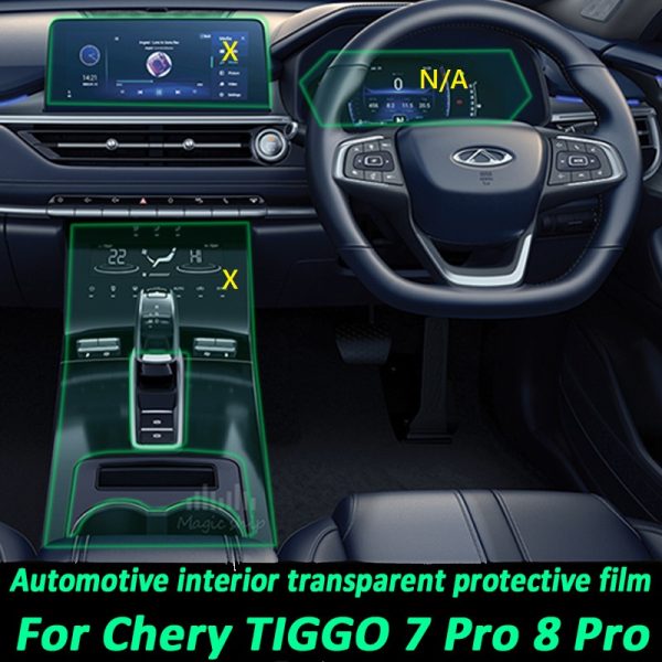 Chery Tiggo 7 and 8 Navigation Screen, Climate Control and Centre Console anti scratch protectors